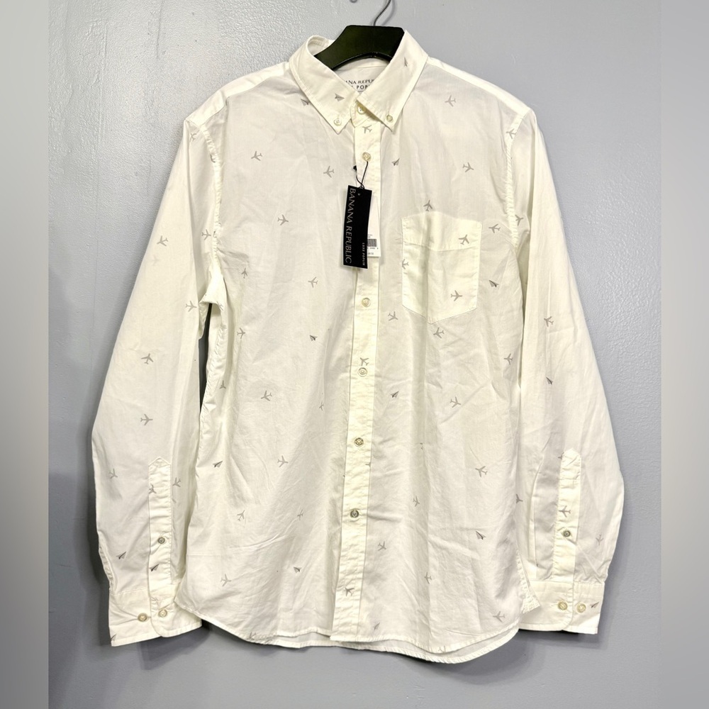 Cotton Banana Republic Men's Off- White Button Down Shirt